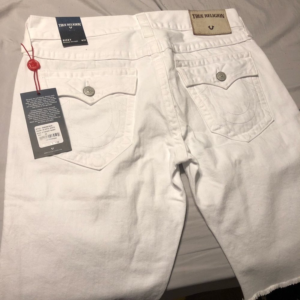 True Religion white jean shorts